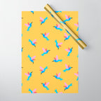 Hummingbirds on Yellow Pattern Wrapping Paper Gallery Image 1