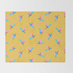 Hummingbirds on Yellow Pattern Throw Blanket Gallery Image 2