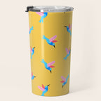 Hummingbirds on Yellow Pattern Travel Mug Gallery Image 3