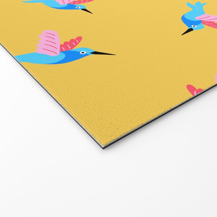 Hummingbirds on Yellow Pattern Welcome Mat Gallery Image 2