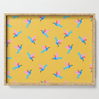 Hummingbirds on Yellow Pattern Serving Tray Gallery Image 1