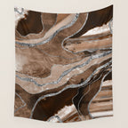 Brown Marble Agate Silver Glitter Glam #1 (Faux Glitter) #decor #art #society6 Wall Tapestry Gallery Image 4