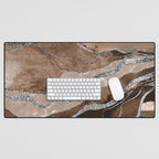 Brown Marble Agate Silver Glitter Glam #1 (Faux Glitter) #decor #art #society6 Desk Mat Gallery Image 1