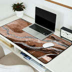 Brown Marble Agate Silver Glitter Glam #1 (Faux Glitter) #decor #art #society6 Desk Mat Gallery Image 2