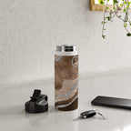 Brown Marble Agate Silver Glitter Glam #1 (Faux Glitter) #decor #art #society6 Water Bottle Gallery Image 4