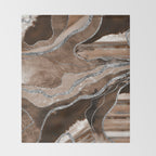 Brown Marble Agate Silver Glitter Glam #1 (Faux Glitter) #decor #art #society6 Throw Blanket Gallery Image 2