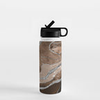 Brown Marble Agate Silver Glitter Glam #1 (Faux Glitter) #decor #art #society6 Water Bottle Gallery Image 1