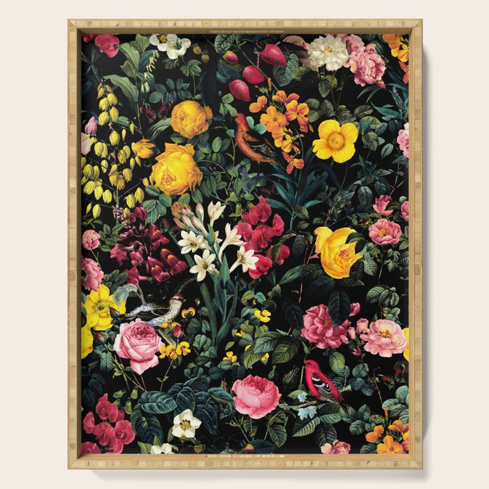 Floral and Birds Pattern Serving Tray Gallery Image 1