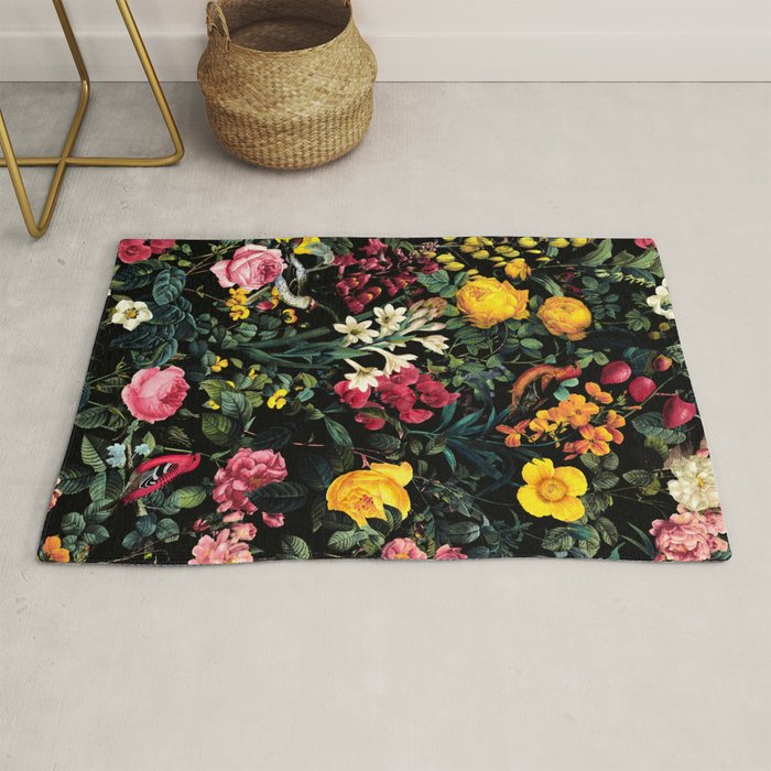 Floral and Birds Pattern Rug Gallery Image 1