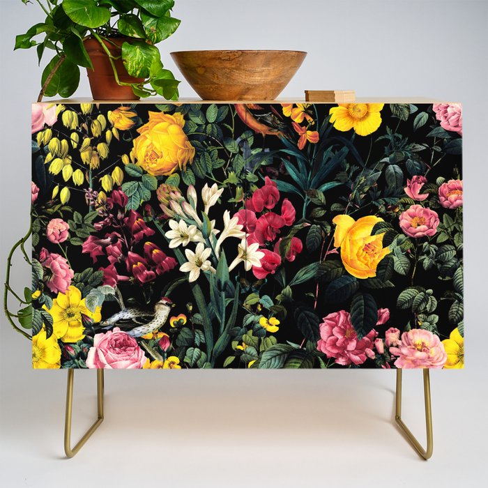 Floral and Birds Pattern Credenza Gallery Image 1
