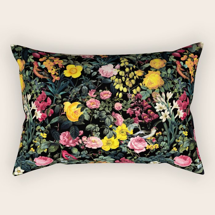 Floral and Birds Pattern Rectangular Pillow Gallery Image 1