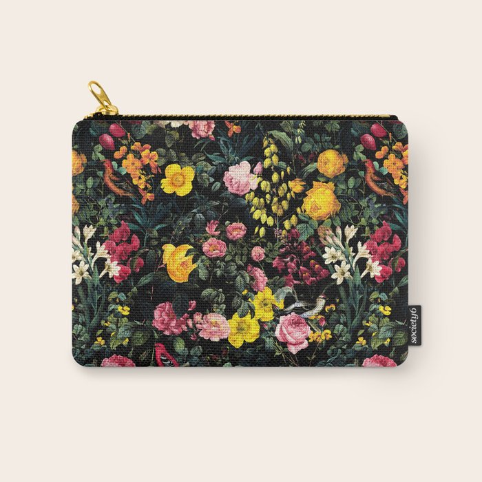 Floral and Birds Pattern Carry All Pouch Gallery Image 1