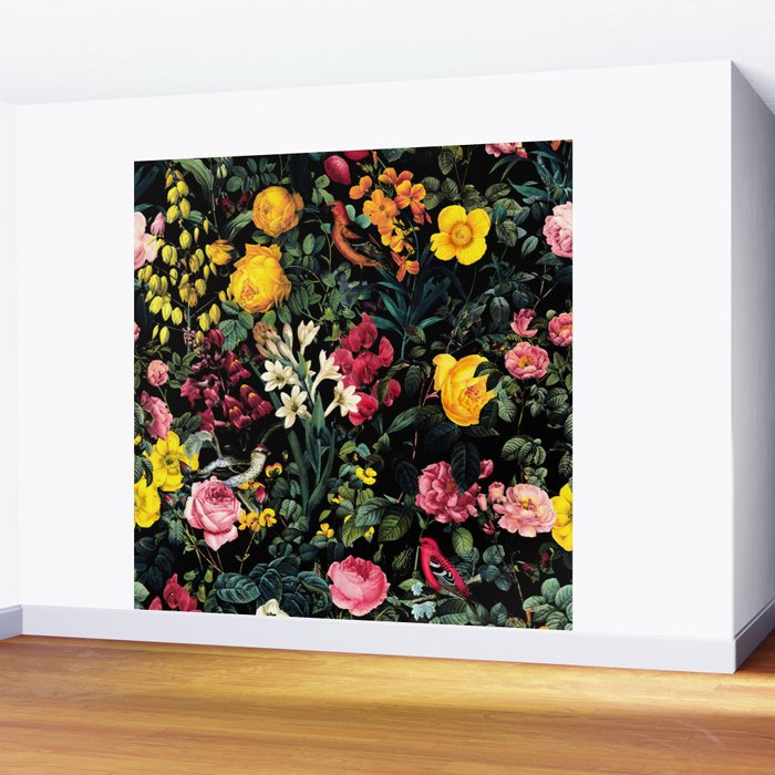 Floral and Birds Pattern Wall Mural Gallery Image 2