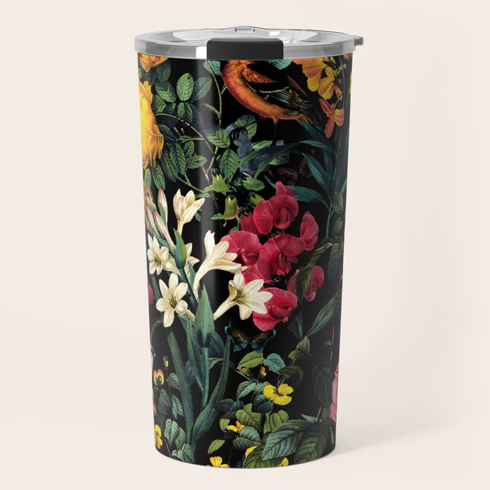 Floral and Birds Pattern Travel Mug Gallery Image 1