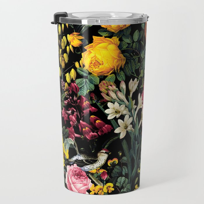 Floral and Birds Pattern Travel Mug Gallery Image 3