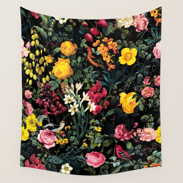 Floral and Birds Pattern Wall Tapestry Gallery Image 4