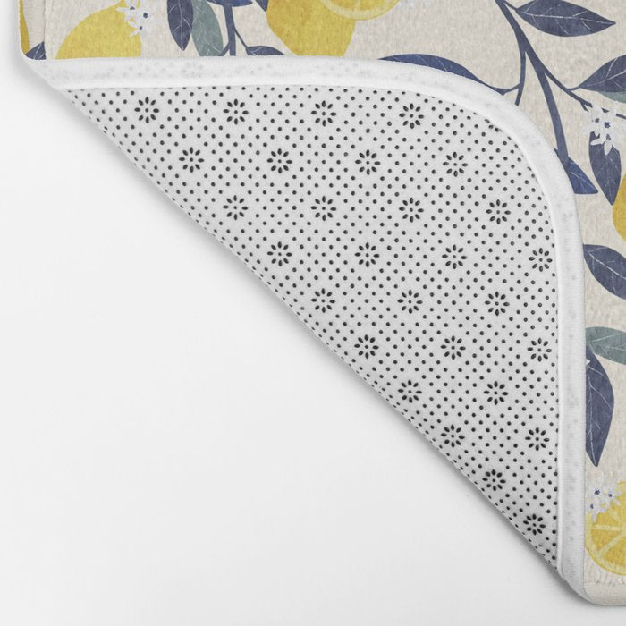 Mediterranean lemon branch pattern Bath Mat Gallery Image 2