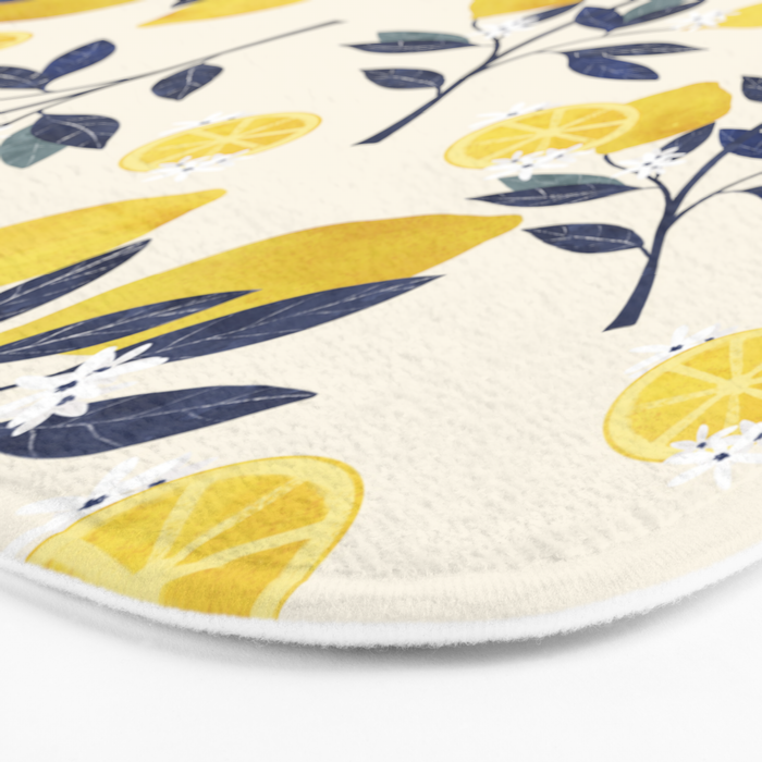 Mediterranean lemon branch pattern Bath Mat Gallery Image 3