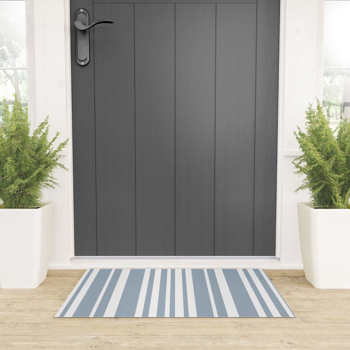 Classic Stripes XXXVI - Natural Blue  Welcome Mat Gallery Image 3