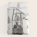 Snow Lift // Ski Chair Lift Colorado Mountains Black and White Snowboarding Vibes Photography Comforter Gallery Image 6