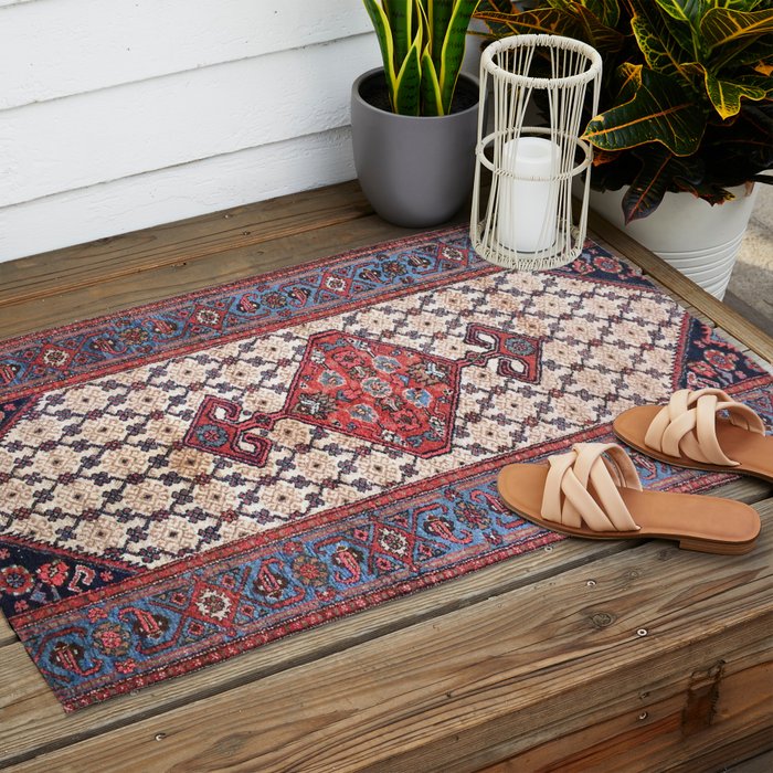 Hamadan  Antique Persian Rug Print Outdoor Rug Gallery Image 2