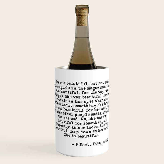 She was beautiful - Fitzgerald quote Wine Chiller Gallery Image 1