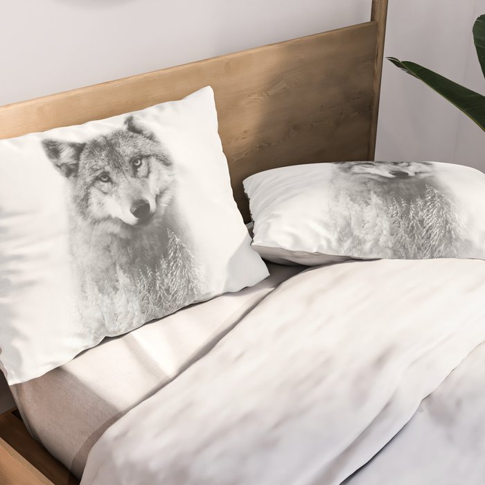 The Wolf and the Forest Pillow Sham Gallery Image 2