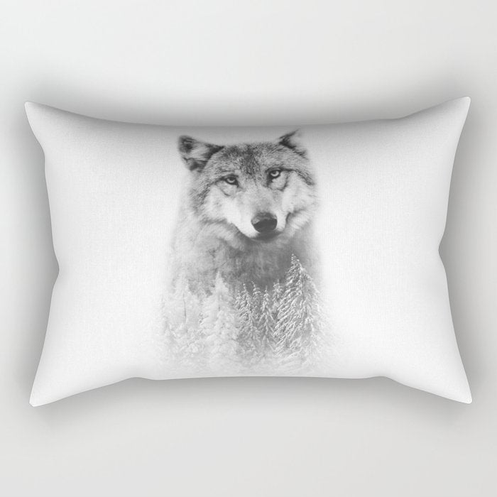 The Wolf and the Forest Rectangular Pillow Gallery Image 1
