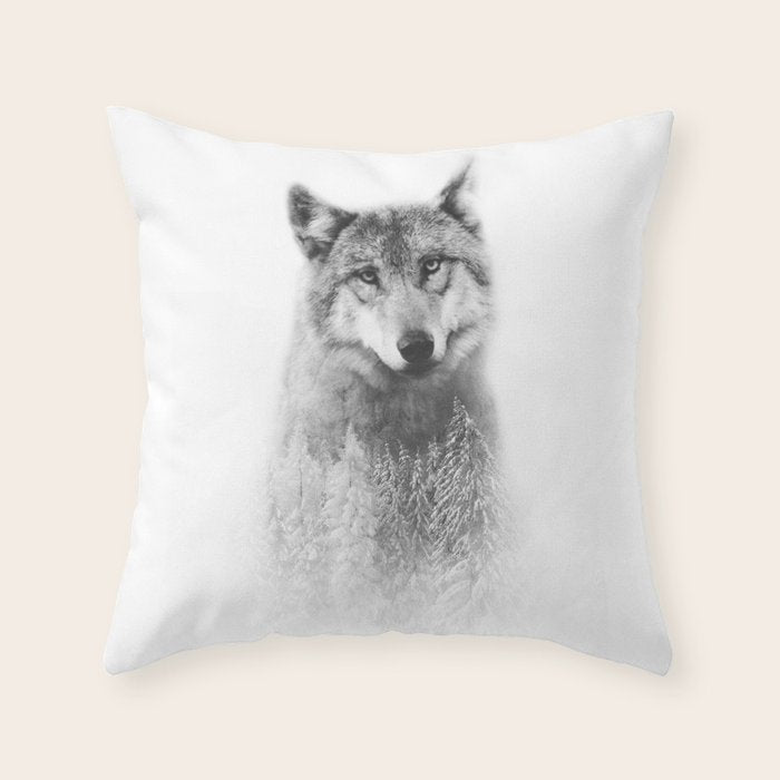 The Wolf and the Forest Throw Pillow Gallery Image 6