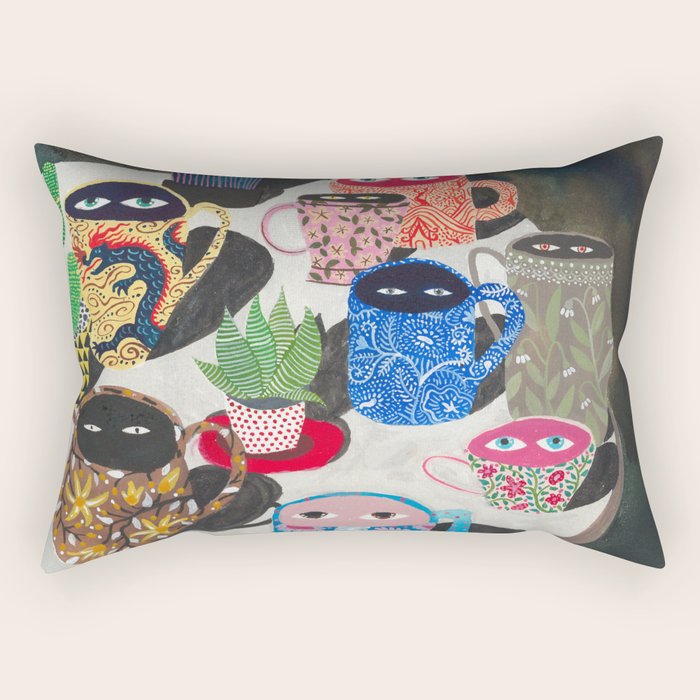 Suspicious mugs Rectangular Pillow Gallery Image 1