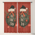 Festive Ho Ho Ho Bauble Red  Window Curtain Gallery Image 5