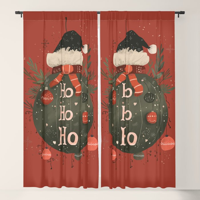 Festive Ho Ho Ho Bauble Red  Window Curtain Gallery Image 5