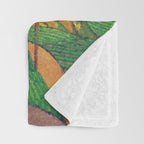 Iksey Crossing - Summer Green Mountain Ukiyoe Nature Landscape Throw Blanket Gallery Image 3