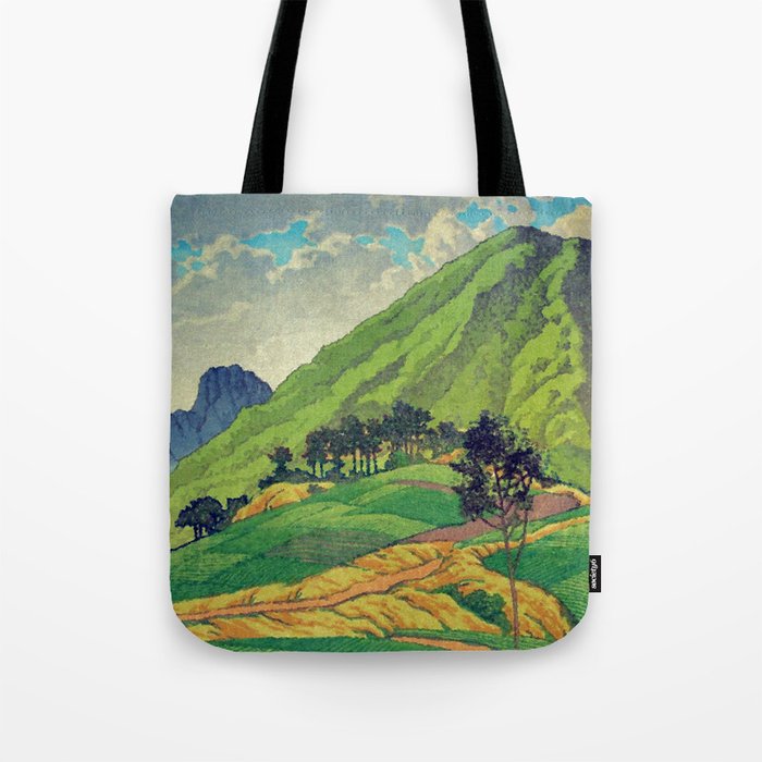Iksey Crossing - Summer Green Mountain Ukiyoe Nature Landscape Tote Bag Gallery Image 1