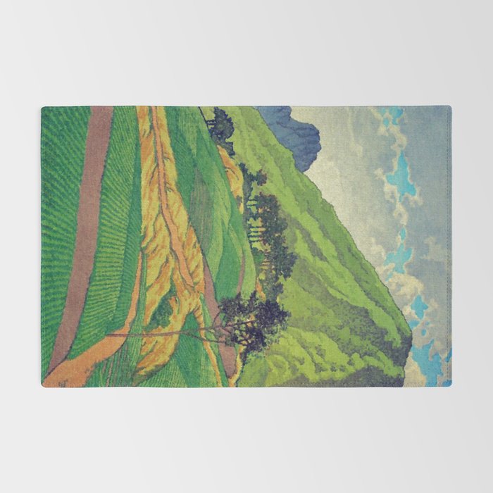 Iksey Crossing - Summer Green Mountain Ukiyoe Nature Landscape Rug Gallery Image 2
