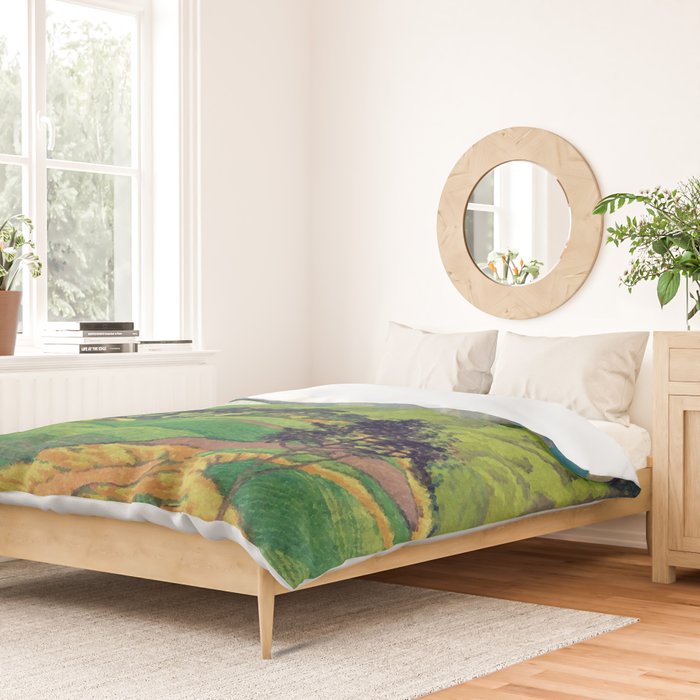 Iksey Crossing - Summer Green Mountain Ukiyoe Nature Landscape Duvet Cover Gallery Image 2