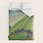 Iksey Crossing - Summer Green Mountain Ukiyoe Nature Landscape Duvet Cover Gallery Image 6