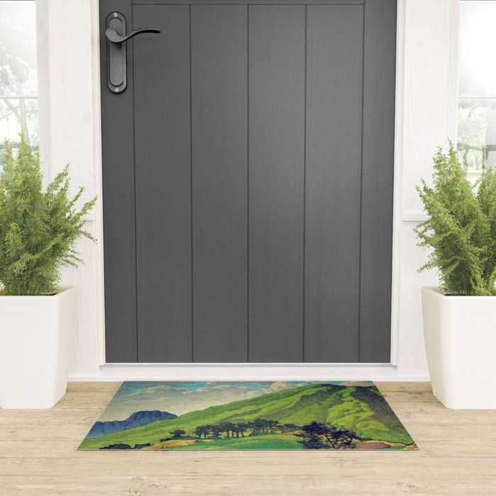 Iksey Crossing - Summer Green Mountain Ukiyoe Nature Landscape Welcome Mat Gallery Image 3
