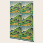 Iksey Crossing - Summer Green Mountain Ukiyoe Nature Landscape Wallpaper Gallery Image 2