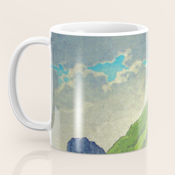 Iksey Crossing - Summer Green Mountain Ukiyoe Nature Landscape Coffee Mug Gallery Image 3