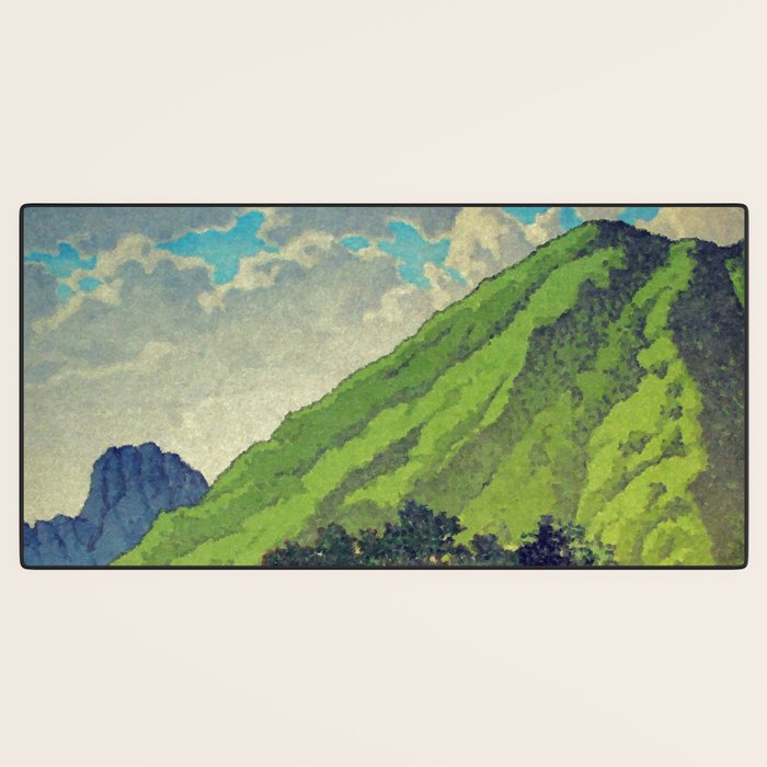 Iksey Crossing - Summer Green Mountain Ukiyoe Nature Landscape Desk Mat Gallery Image 3
