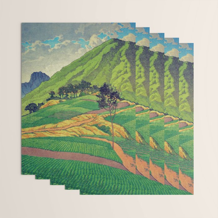 Iksey Crossing - Summer Green Mountain Ukiyoe Nature Landscape Wrapping Paper Gallery Image 3