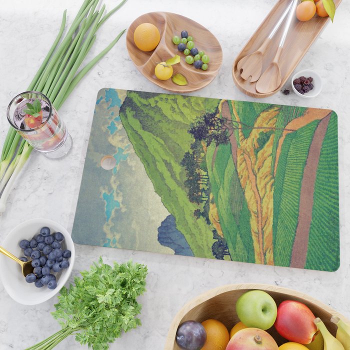 Iksey Crossing - Summer Green Mountain Ukiyoe Nature Landscape Cutting Board Gallery Image 2