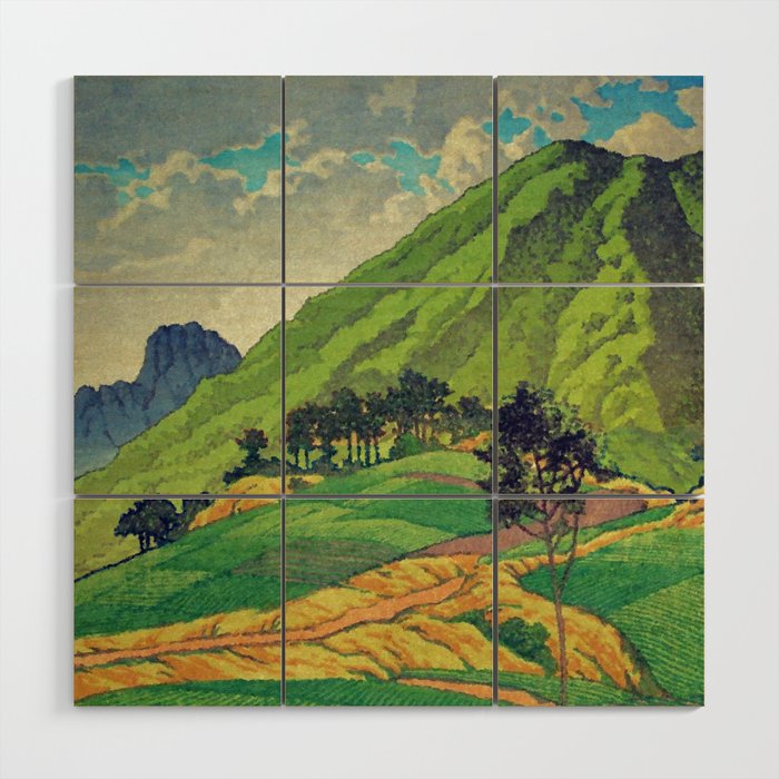 Iksey Crossing - Summer Green Mountain Ukiyoe Nature Landscape Wood Wall Art Gallery Image 1