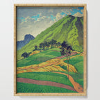 Iksey Crossing - Summer Green Mountain Ukiyoe Nature Landscape Serving Tray Gallery Image 1