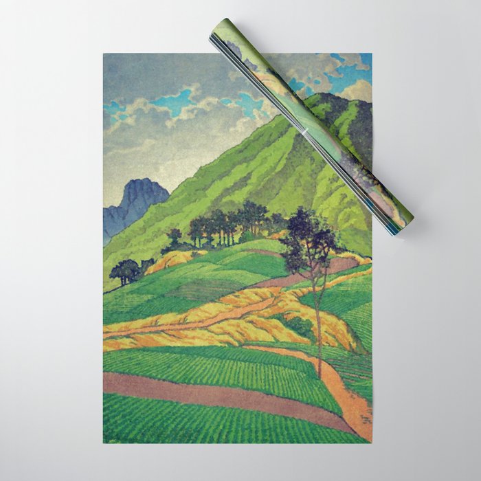 Iksey Crossing - Summer Green Mountain Ukiyoe Nature Landscape Wrapping Paper Gallery Image 1