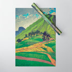 Iksey Crossing - Summer Green Mountain Ukiyoe Nature Landscape Wrapping Paper Gallery Image 1