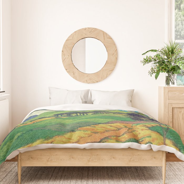 Iksey Crossing - Summer Green Mountain Ukiyoe Nature Landscape Duvet Cover Gallery Image 3