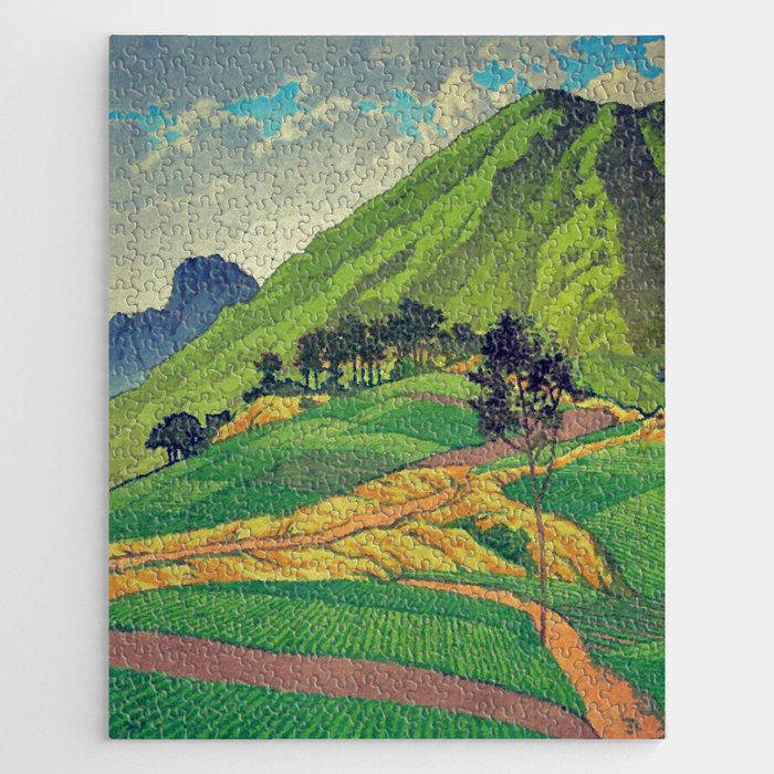 Iksey Crossing - Summer Green Mountain Ukiyoe Nature Landscape Jigsaw Puzzle Gallery Image 1