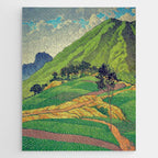 Iksey Crossing - Summer Green Mountain Ukiyoe Nature Landscape Jigsaw Puzzle Gallery Image 1